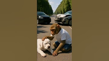 Tiny Hero Monkey 🐒 Rescues Helpless Puppy 🐕 #Thesaviorpaw #animalrescue #animalstories