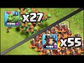 Clash of Clans 55 Miner 27 Baby Dragon Attacks vs Max TH11 Mass Attacks with New Troops