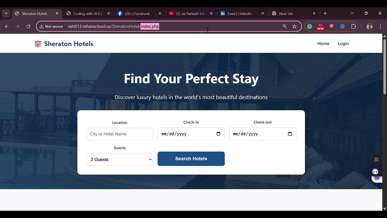I’ve just created a Sheraton Hotel Clone Website