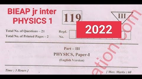 BIEAP jr .Inter PHYSICS 1 question paper 2022 ||jr inter physics very important questions||