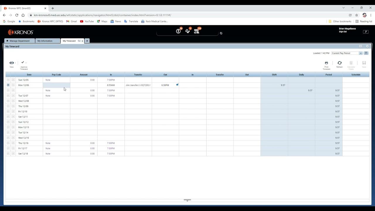 How to insert comments onto Kronos for late punch outs, timecard