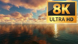 Ocean Background | Moving Clouds With Water Shining | 8K UHD