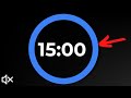 The Cleanest 15 min Countdown Timer | Black background, No sound