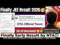 Good News🥳JEE Mains Result Result 2026🥳 Cut off Decrease ⁉️Final Answer Key out JEE 2026 Marks Vs %i