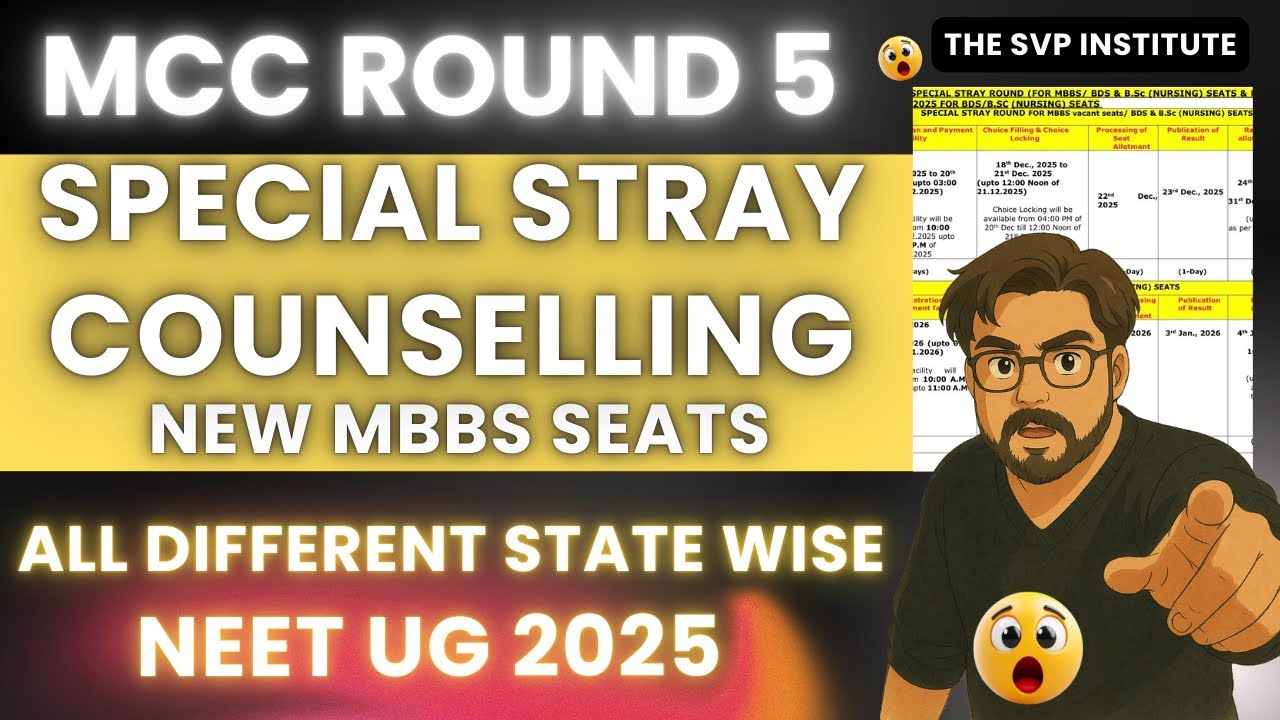 MBBS Special Stray Vacancy Round Counselling Different State Wise Schedule Notice Neet UG 2025 