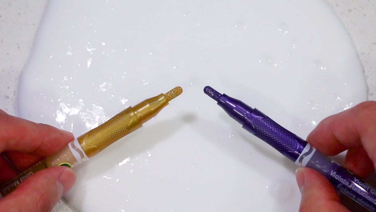 Satisfying Slime Coloring with Crayola Glitter Markers! 