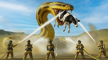 Giant Python Strikes! Rescue Team Races to Save a Collapsed Cow in Deadly Battle