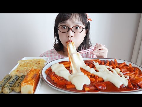 Spicy🔥Cheesy Tteokbokki MUKBANG ASMR!(ft.Cheese,Seaweed Rolls,Flat Dumplings) Real Sound Eating Show