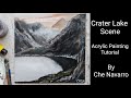 How to paint a crater lake scene| Acrylic Painting | Art