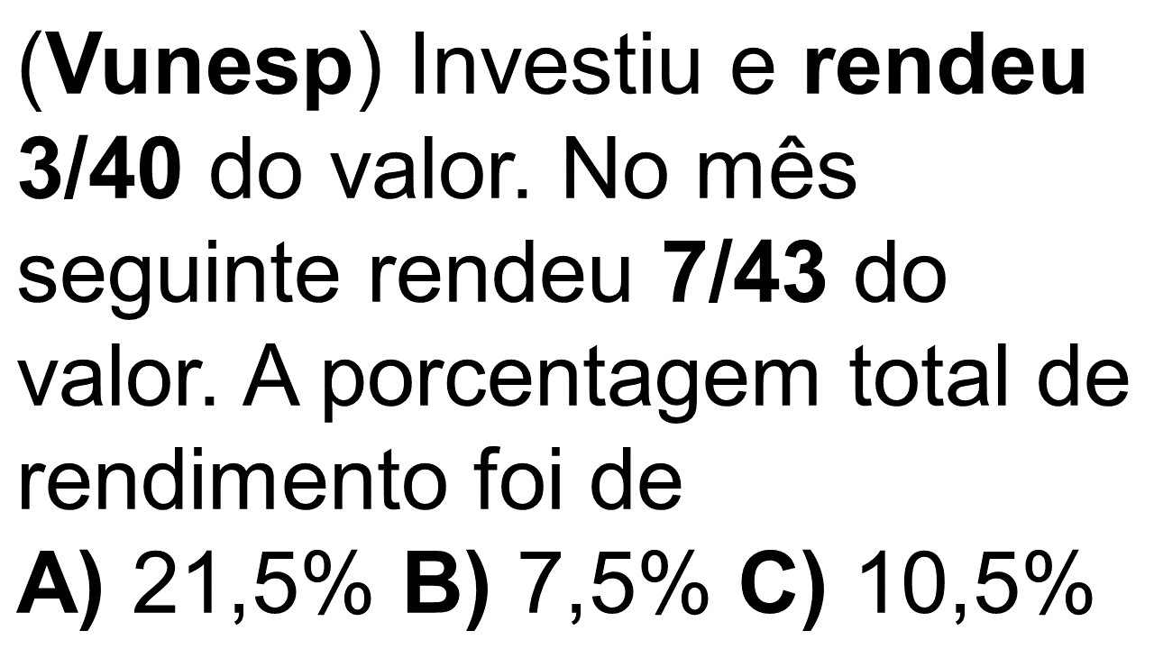 MATEMÁTICA BÁSICA DA VUNESP | FRAÇÃO | PORCENTAGEM - Você Fez assim?