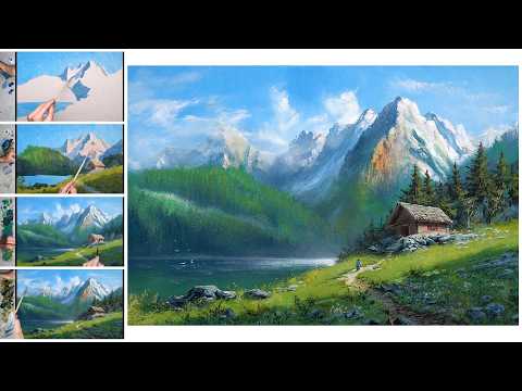 Oil Painting Tutorial - Spring Mountain Landscape / Сolor Palette ART | Kunst Malerei Frühling