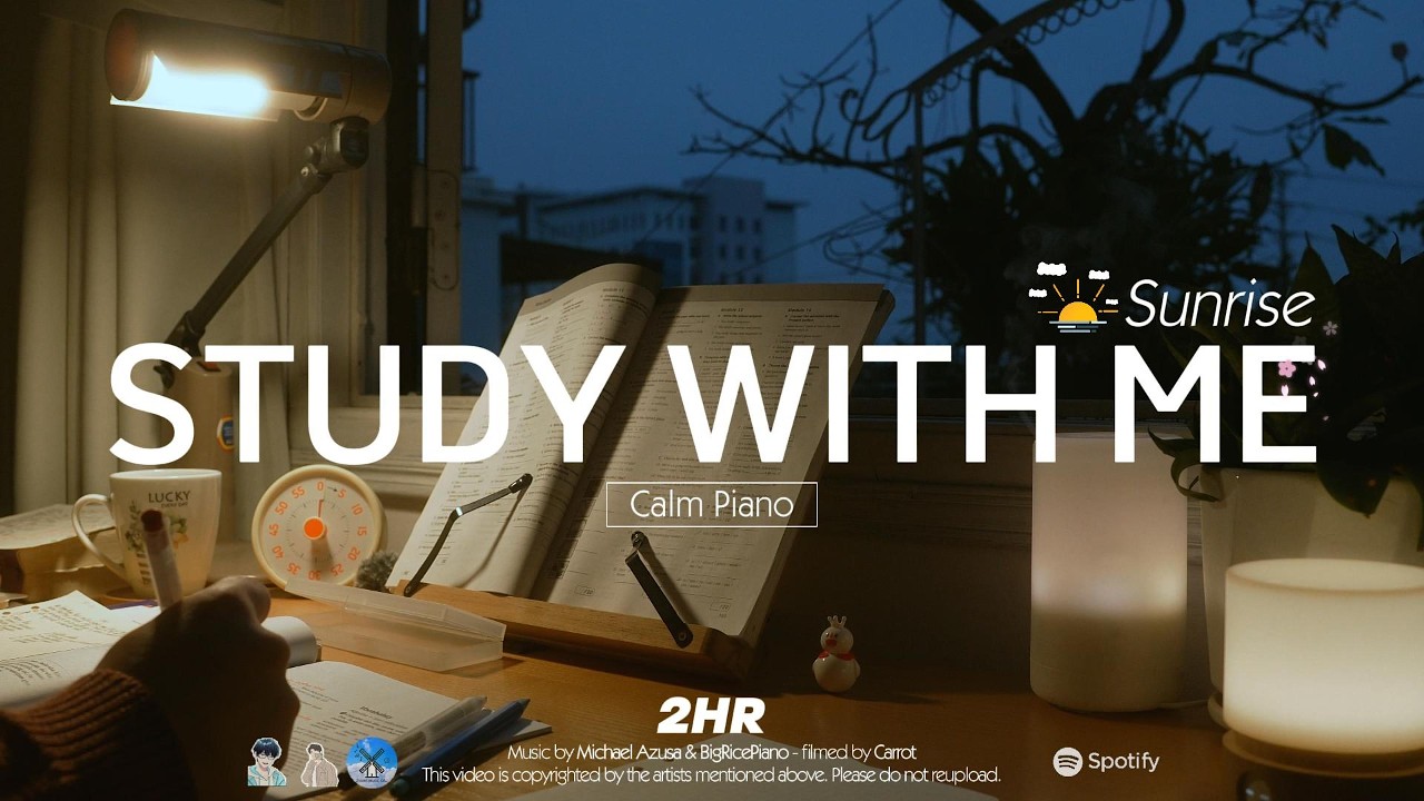 🥕2-HOUR STUDY WITH ME  at Sunrise 🌅 | 🎹Calm Piano | Pomodoro 50-10, Spring 2026 🌸