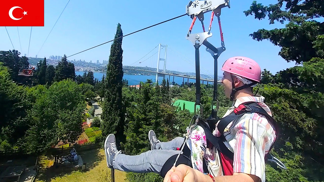 Zipline towards Istanbul Bridge 🇹🇷