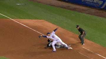 MIA@CHC: Cubs turn two after call overturned