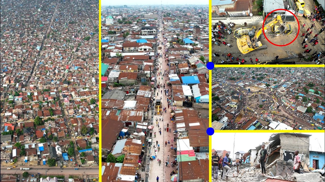 🚨NGABA : Vue du drone sur la démolition et construction du projet Lumumba. Tout véhicule écrasé...
