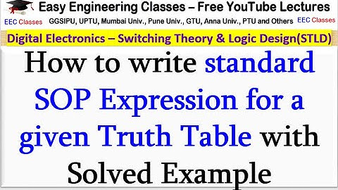 How to write standard SOP Expression for a given Truth Table with Solved Example | STLD Lectures