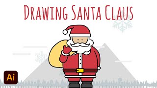 Draw Santa Claus Christmas Outline with Adobe Illustrator screenshot 5