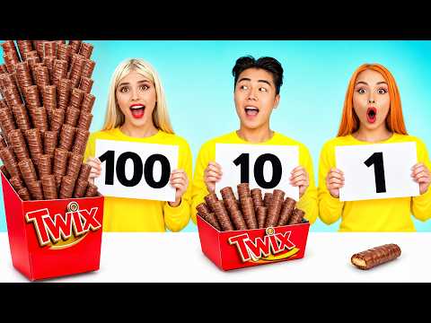 100 Layers of Food Challenge | Crazy Expensive vs Cheap Eating Battle by Candy Land