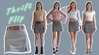 THRIFT FLIP  adding belt loops to a skirt  sewing tutorial + 6 thrifted and DIY outfit ideas