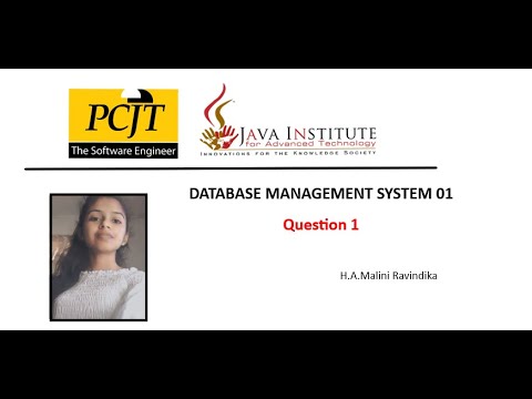 Data Base Task 01 | 1st Year | Java Institute | Database Management System | Create Database