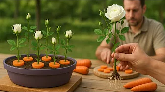Just 1 Thin Slice! The rose suddenly takes root like crazy and blooms all year round.