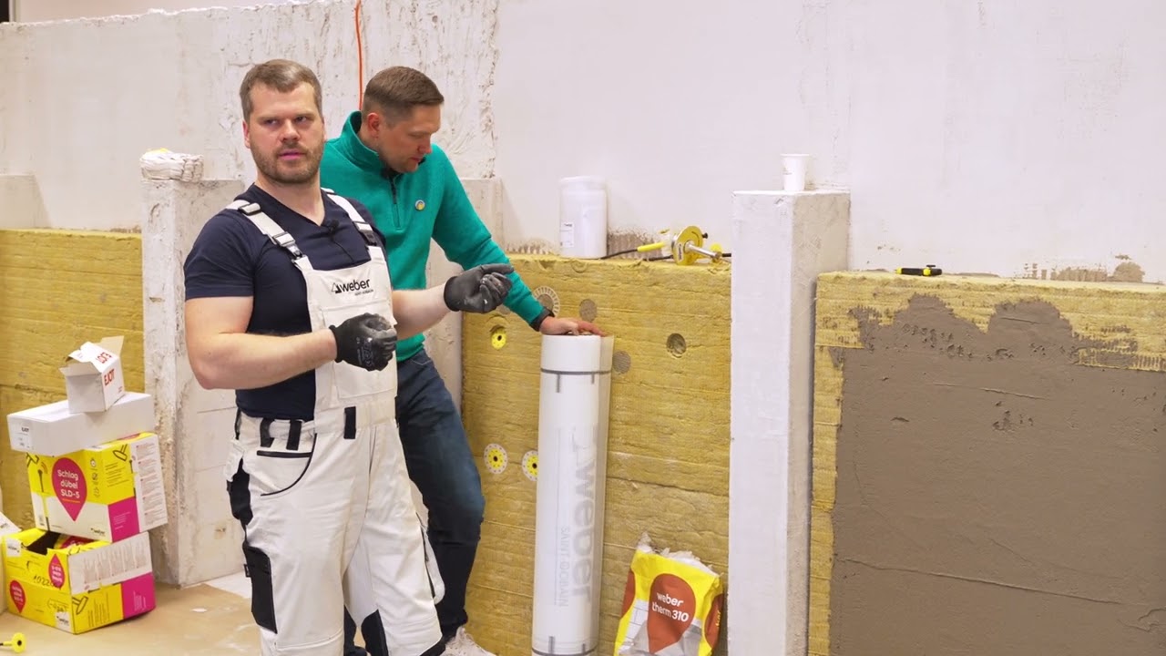 Līmēšanas un ārmēšanas javas weber.therm 310 iestrāde uz siltumizolācijas
