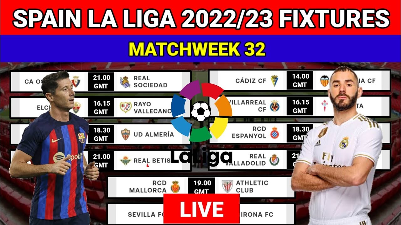 Spain Laliga Fixtures Today Matchweek 32 ¦ Lalaiga Santander 2022/2023