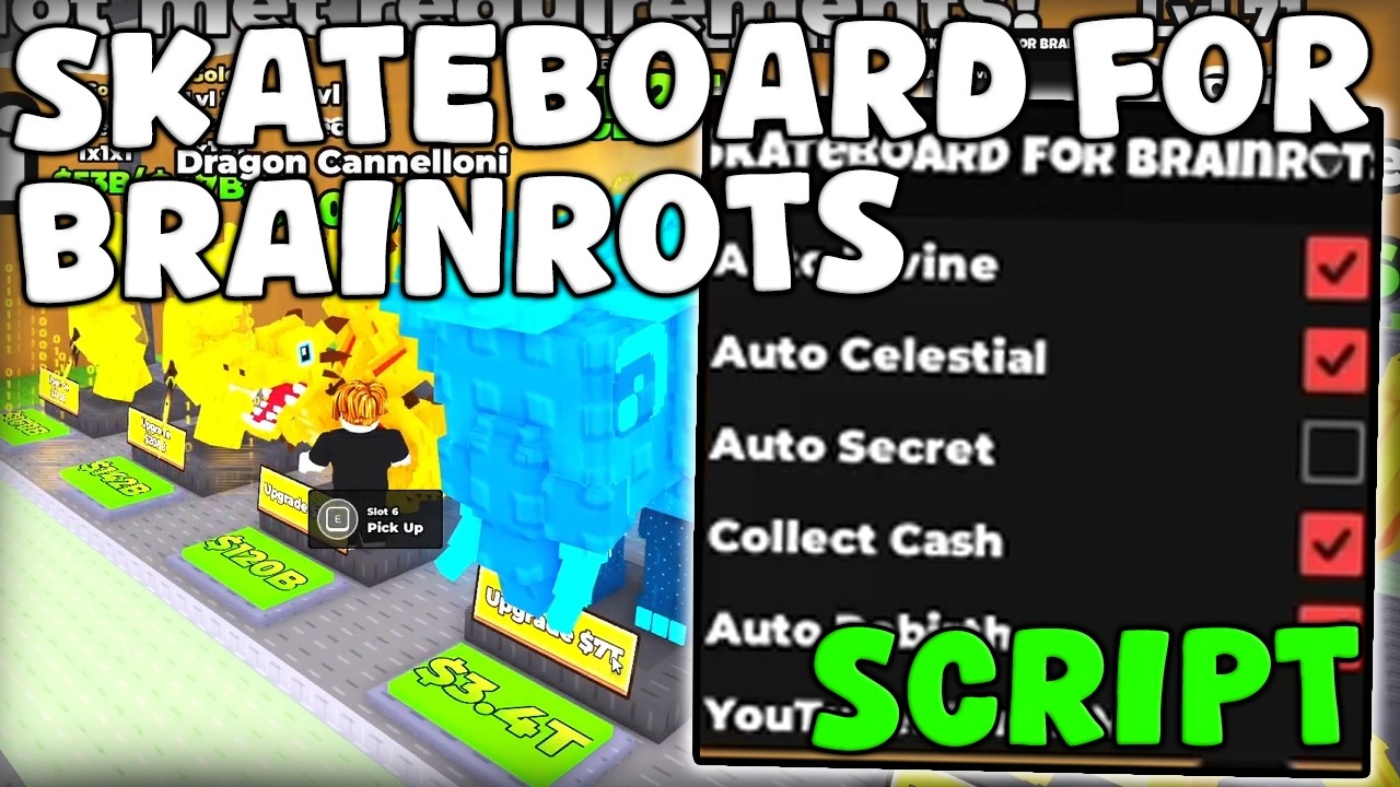 OP Roblox Skateboard For Brainrots Script Auto Farm Instant Get 