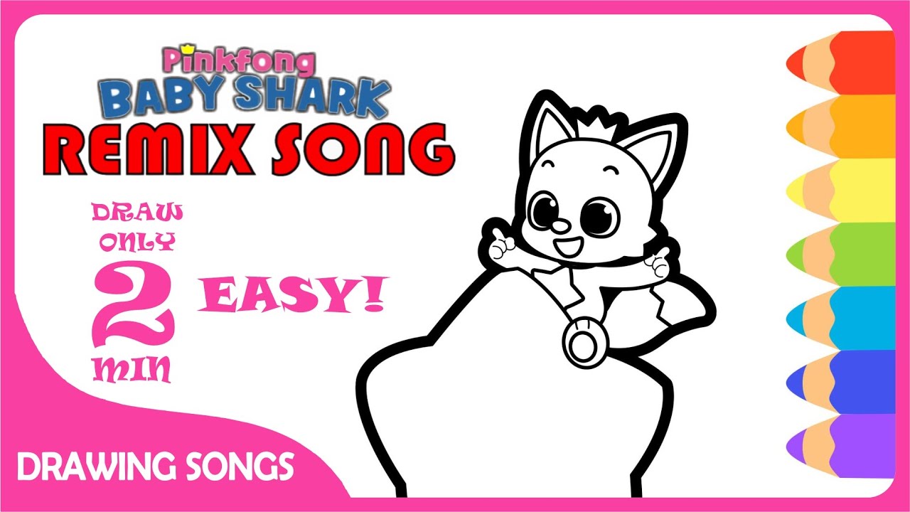 Baby Shark drawing song 🙂 How to draw Pinkfong Baby