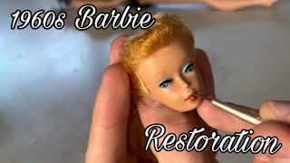 Fixing up a 1960s Ponytail Barbie! Vintage doll makeup Retouch, Hairstyling /Vintage toy restoration
