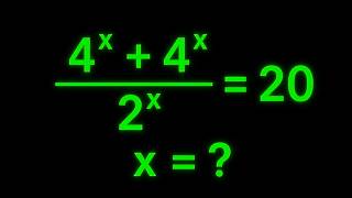 Germany | Only 5% Can Solve This Equation Correctly! 4^x + 4^x = 20 | Olympiad Math