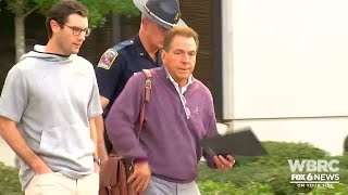 Coach Saban leaving Mal M. Moore Athletic Facility in Tuscaloosa Thursday afternoon