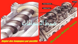 Régler des Soupapes par pastille -ضبط الصمامات بواسطة وسادة الضبط - Tappet setting 4 cylinder engine