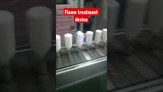 Flame treatment machine device for plastic bottles