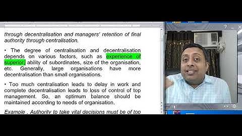 Business Studies 12.2.13 Centralisation and Decentralisation | CS Neeraj Gupta | F2F @ Rohini Delhi