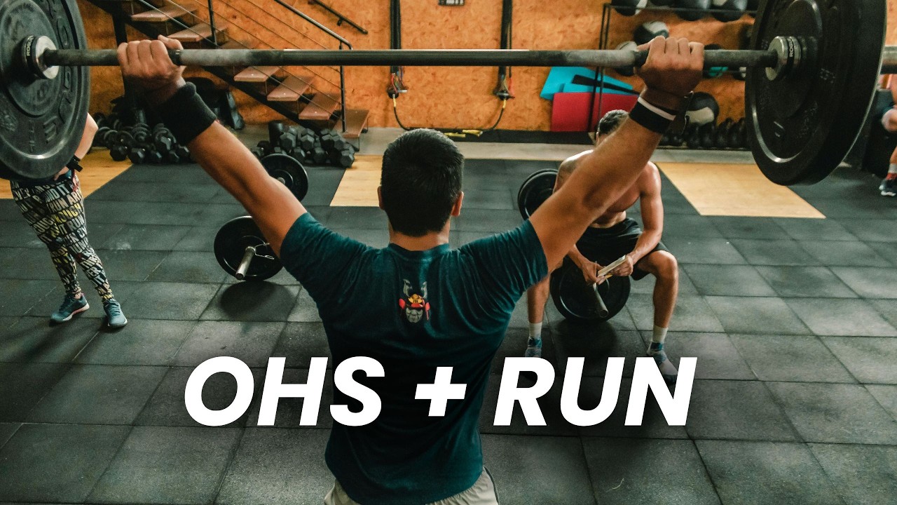 Overhead Squat & Run For Time | Core Warm Up + Burpees Over Bar | CrossFit Conditioning