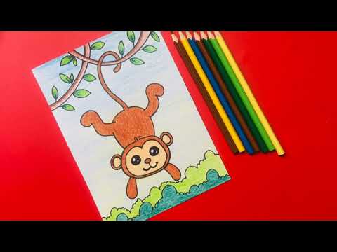 How to Draw Cartoon Monkey|For Kids|Step by Step|Easy|Cute Monkey Drawing For Kids