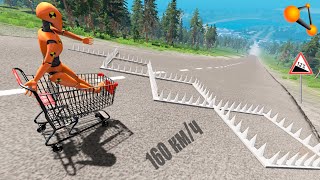 ТЕЛЕЖКА СМЕРТИ! ОПАСНЫЙ СПУСК НА ПРОДУКТОВОЙ КОРЗИНЕ | BeamNG.drive