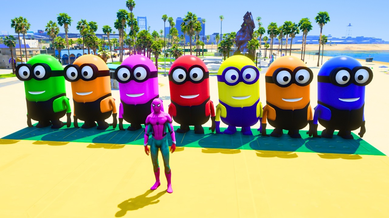 GTA 5 Epic Ragdolls RED SPIDERMAN VS RED MINION VS GREEN MINION Euphoria Physics & Funny Fails