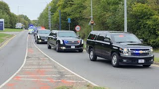 PRESIDENT TRUMPS MOTORCADE ARRIVING AT LONDON STANSTED AIRPORT