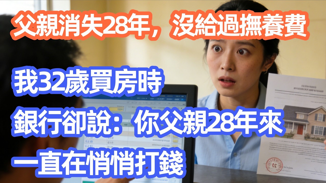 父親消失28年，沒給過一次撫養費，我32歲買房時，銀行卻說：你父親28年來一直在給你悄悄打錢！#職場 #职场 #故事 #家庭 #退休生活#情感