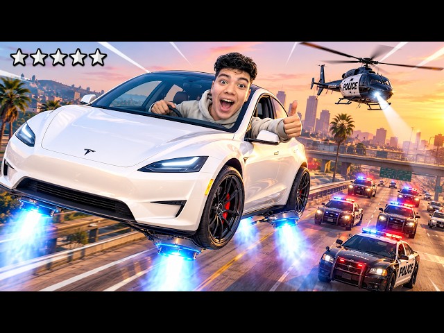 اشتريت سيارة تسلا الطائرة 🚀 والشرطة طاردتني بـ 5 نجوم !! 😱 GTA 5