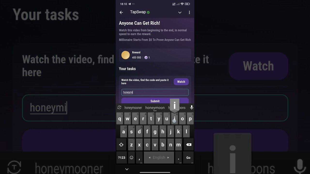 Anyone can get rich Tapswap code 