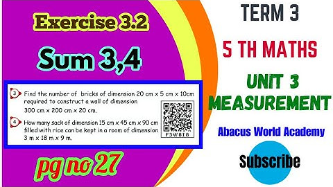 5th standard maths/Term 3 unit 3 Measurements/Exercise 3.2 Sum 3,4 pg no 27/New samacheer