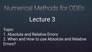 Absolute and Relative Errors|| Lecture 3 Profile