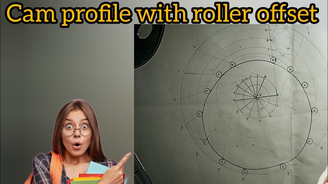 Cam profile of a roller follower offset | Engineering drawing|