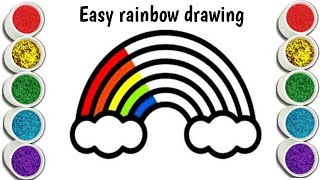 Rainbow Drawing Easy || Painting And Coloring For Kids Toddlers || How To Draw A Rainbow