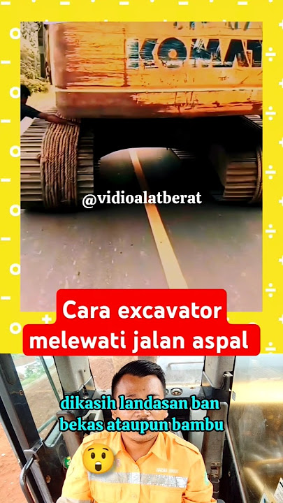 Cara excavator melewati jalan aspal #videoalatberatyt #excavator #shorts #short #reaction #video