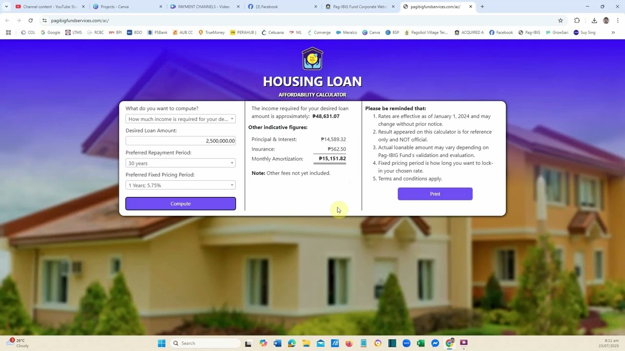 HOUSING LOAN AFFORDABILITY CALCULATOR