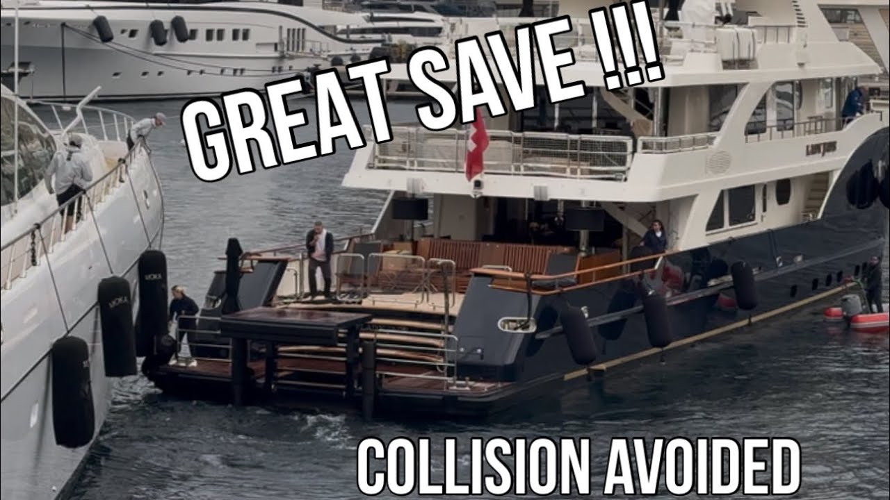 Great save by the Captain and crew of LADY JADE Superyacht while docking